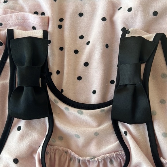 Kate Spade Polka Dot Satin Bow Shoulder‎ Detail Sleeveless Tank Top Sleep Shirt - Picture 5 of 9
